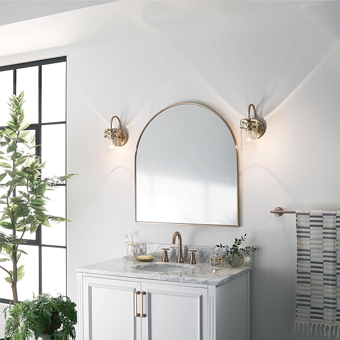 Kichler Brinley 11.5" Wall Sconce in Champagne Bronze, 1-Light, Vintage Wall Mount Light with Clear Glass, (11.5" H x 5" W), 45576CPZ