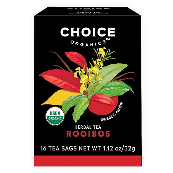 Choice Organics - Organic Rooibos Tea (1 Pack) - Fair Trade - Compostable - Caffeine Free - 16 Organic Herbal Tea Bags