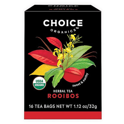 Choice Organics - Organic Rooibos Tea (1 Pack) - Fair Trade - Compostable - Caffeine Free - 16 Organic Herbal Tea Bags