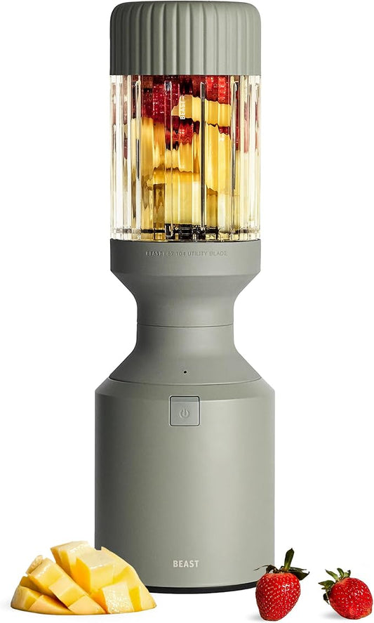 Beast Mega 1200 | Premium Countertop Blender | Smoothies, Shakes, Sauces, Dips, Soups | Blends Ice and Frozen Fruit | Includes Extra Lids and Straw System | 1200W | (Sage, 120V)