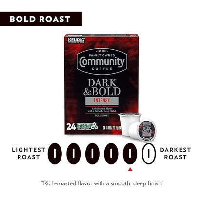Community Coffee Dark & Bold Intense Blend 12 Count Coffee Pods, Dark Roast Compatible with Keurig 2.0 K-Cup Brewers, 12 Count (Pack of 1)