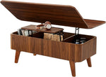 Load image into Gallery viewer, 3 in 1 Lift Top Coffee Table, Fluted Convertible Coffee Tables Converts to Dining Tables, Modern Oval Wooden Center Table with Storage for Living Room Office Small Space, Partial Assembly (Walnut)