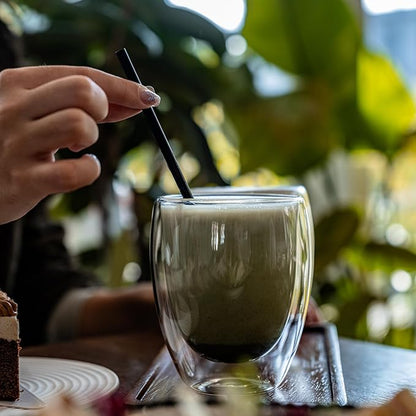 Double Wall Glass Coffee Mugs Insulated Thermal Glasses 12oz, Hot and Cold Insulated Clear Coffee Cups for Kitchen/Travel,6Pcs