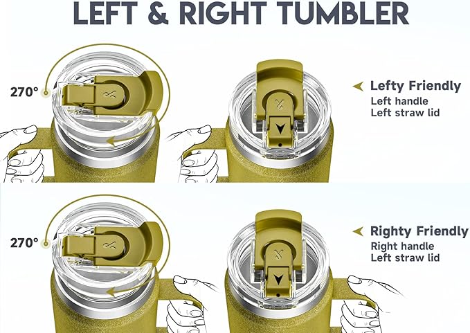 Meoky 40oz Tumbler with Handle, Stainless Steel Travel Mug with 2-in-1 Straw and Sip Lid, Vacuum Insulated Coffee Mug, 100% Leak Proof, Keeps Cold for 34 Hours or Hot for 10 Hours (Forest)