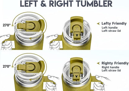 Meoky 40oz Tumbler with Handle, Stainless Steel Travel Mug with 2-in-1 Straw and Sip Lid, Vacuum Insulated Coffee Mug, 100% Leak Proof, Keeps Cold for 34 Hours or Hot for 10 Hours (Forest)