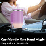 Load image into Gallery viewer, WETOWETO 40oz Tumbler with Handle | Insulated Stainless Steel Travel Mug | 34Hrs Cold &amp; 10Hrs Hot Retention | 100% Leakproof Lid &amp; Straw | Dishwasher Safe + Car Cup Holder Fit (Purple-Pink Gradient)