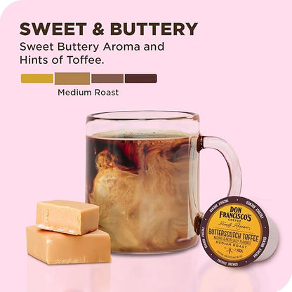 Don Francisco's Butterscotch Toffee Flavored Coffee - 24 K-Cup Compatible Single-Serve Pods - 100% Arabica - Compatible with Keurig Brewers