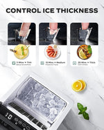 Load image into Gallery viewer, Silonn Ice Makers Countertop, 44lbs Per Day, 2 Ways to Add Water, Auto Self-Cleaning, Stainless Steel Ice Machine for Home Office Bar Party