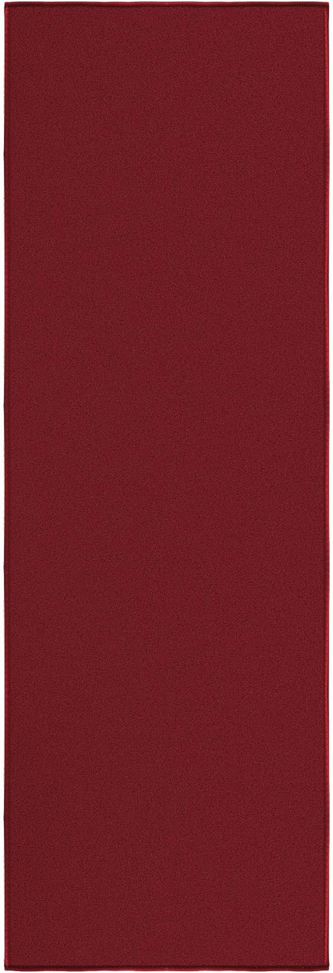 Ottomanson Hallway Runner Rug 20" x 59" Non Slip Solid Area Rugs Easy to Clean Laundry Rug Runner Durable & Pet Friendly Floor Carpet Runners for Hallways Entryway Living Room Kitchen, Red