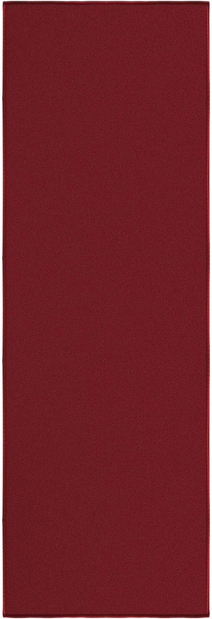 Ottomanson Hallway Runner Rug 20" x 59" Non Slip Solid Area Rugs Easy to Clean Laundry Rug Runner Durable & Pet Friendly Floor Carpet Runners for Hallways Entryway Living Room Kitchen, Red