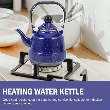 DOITOOL Enamel Tea Kettle Vintage Enamel Teapot 1.1 L Porcelain Tea Kettle Camping Coffee Kettle Stovetop Kettle Hot Water Boiler Pot for Hot Water, Tea Accessories