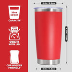 Load image into Gallery viewer, 20oz Tumbler Stainless Steel Tumbler Cup with Lid Vacuum Insulated Double Wall Travel Mug, Durable Powder Coated Travel Coffee Tumbler Mug for Hot &amp; Cold Drinks, Red,4 Pack
