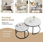 Load image into Gallery viewer, Round Nesting Coffee Table, White Modern Decorative Coffee Center Table Set of 2,Round Sintered Stone 24'' Coffee Table for Living Room with Sturdy Metal Frame.