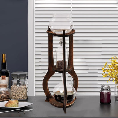 Iced Coffee Cold Brew Drip Tower Coffee Maker Ice Coffee Machine Cold Brew Dripper Iced Coffee Brewer Maker for Home, Shops, Cafes, Offices, 6-8 cup (Brown)