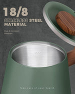 Load image into Gallery viewer, POLIVIAR Electric Gooseneck Kettle, 1350W Electric Tea Kettle Wood Pattern Handle, 34oz Pour Over Electric Kettle for Coffee &amp; Tea, 18/8 Stainless Steel Inner, Temperature Control &amp; Rapid Heating