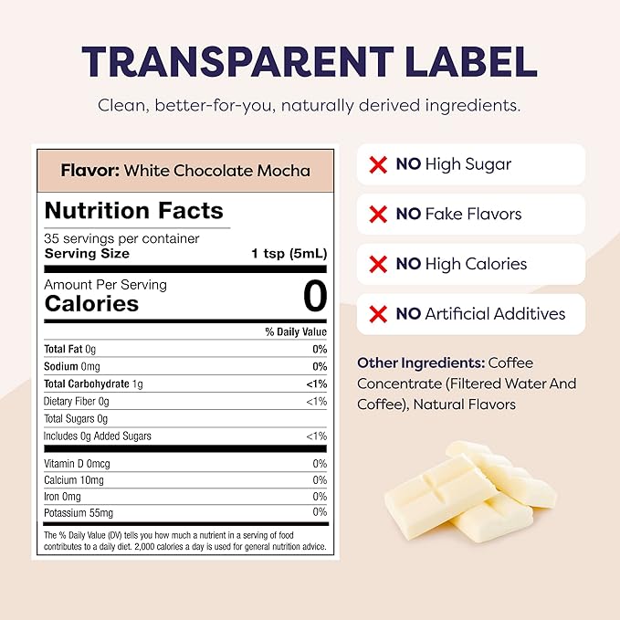 Coffee Concentrate - Limited Release Flavors - Cold Brew Coffee, Perfect for Hot or Iced Instant Coffees, Hot Drinks, Cold Brew Concentrate, 35 Servings - White Chocolate Mocha