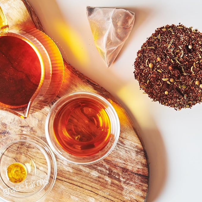 Grace Farms ROOIBOS CHAI Herbal Teas (50 count) | Naturally Sweet, Healthy and Caffeine Free | Organic, Fair Trade and Kosher Certified | Gives Back 100% of Profits