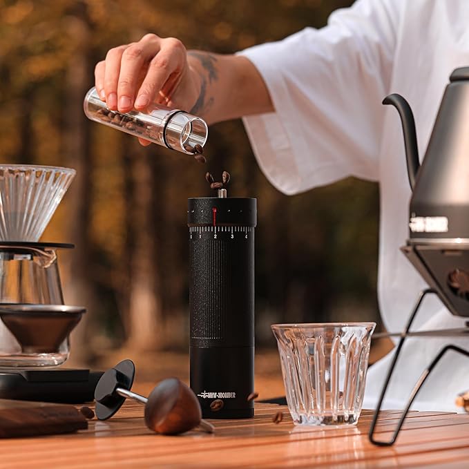 MHW-3BOMBER R3 Manual Coffee Grinder with CNC Stainless Steel Conical Burr and 5 Screen for French Press, Drip, Espresso, External Adjustable, Hand Coffee Bean Grinder with Magnetic Bin, G5847B-OS