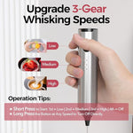Load image into Gallery viewer, YARRAMATE Rechargeable Milk Frother Wand Handheld With Stand, 3 Speed Adjustable Drink Mixer with 2 Whisks, Stainless Steel Electric Stirrer for Coffee, Lattes, Protein Shakes, Matcha, Egg