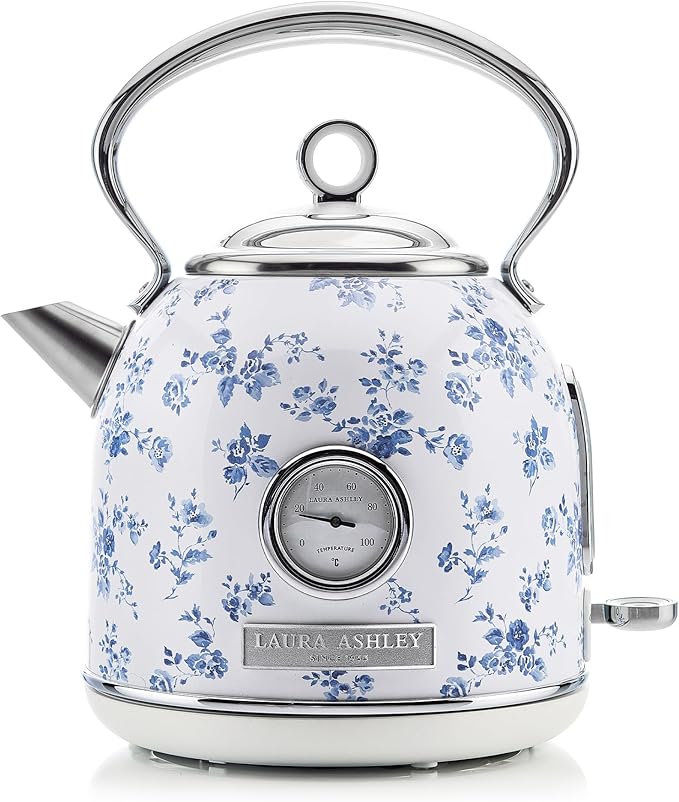 Laura Ashley Stainless Steel Electric Kettle 1.7 Liter - 1500W Rapid Boil Electric Kettles for Boiling Water - Electric Tea Kettles Automatic Shut Off - Overheat & Boil Dry Protection Cordless Kettle