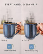 Load image into Gallery viewer, Hasense Coffee Mugs Set, 16 oz Ceramic Coffee Cups, Ribbed Tea Cup Set of 4, Dishwasher &amp; Microwave Safe, Wedding, Housewarming Gift, Navy Blue