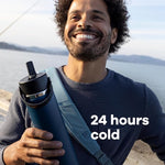 Load image into Gallery viewer, Hydro Flask Water Bottle - Insulated Stainless Steel - Wide Mouth Flex Straw Lid, Non Spill, Leakproof and Refillable in 40 Oz Stainless Steel Violet