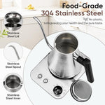 Load image into Gallery viewer, COZII Gooseneck Electric Kettle with ±1°F Temperature Control, 1200W Quick Heating for Pour Over Coffee &amp; Tea, 0.9L Water Boiler with 24H Keep Warm &amp; Auto Shut Off, Stainless Steel Interior, Silver