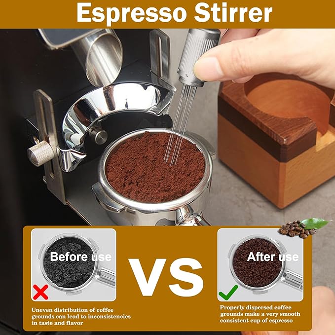 51mm Espresso Accessories Kit,Wdt Tool Espresso,Solid Espresso Tamper,Dosing Funnel and Coffee Puck Screen,Silicone Tamper Mat,0.4mm Stainless Steel 6pin Espresso Stirrer,Barista Tools Espresso Kit