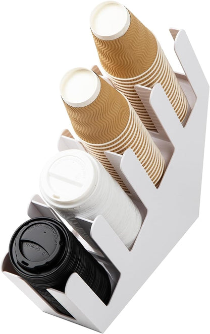 Mind Reader Cup and Lid Dispenser, Countertop Org, Coffee Bar, Beverage Cup, Kitchen, Breakroom, 4"L x 18"W x 16"H, White