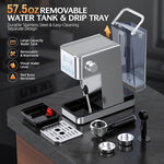 Load image into Gallery viewer, Espresso Machine, 20Bar Compact Stainless Espresso Maker, With Milk Frother Steam Wand, 57.5OZ Water Tank, Displays Making Time &amp; Water Temperature, Cold Brew, Silver (2025 updated model)