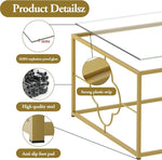 Load image into Gallery viewer, Coffee Table Modern Center Table,Glass Minimalist Square Coffee Table Tea Table for Living Room,Tempered Glass-top with Sturdy Metal Frame, Easy Assembly,26.4 x 26.4 x 15.7 Inches, Gold