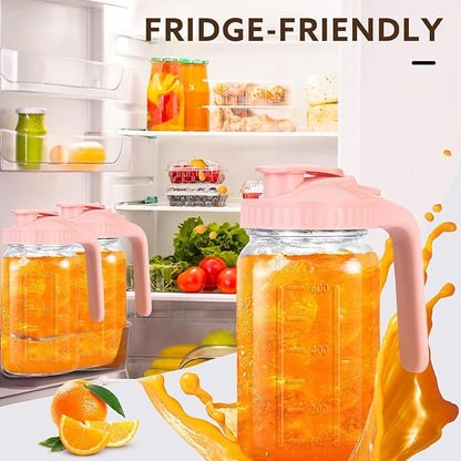 Breast Milk Pitcher, 32 OZ Mason Jar Pitcher with Lid Double Leak Proof,1 Quart Breastmilk Storage Containers for Fridge, Glass Jug for Sun Tea, Juice, Cold Brew Coffee