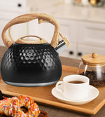 Load image into Gallery viewer, Tea Kettle 3.2Qt Stainless Steel Stovetop Whistling Pot with Heat-Resistant Handle, Fast Boiling Water for Home Kitchen, Induction Compatible &amp; Rust-Proof - Black