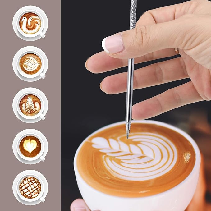 Espresso Milk Frothing Pitcher, Stainless Steel 300Z/900ML Coffee Milk Frother Cup with Decorating Art Pen for Espresso Machine, Latte Art