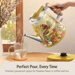 Load image into Gallery viewer, Hazel Quinn Retro X Eduardo Recife Collaboration Electric Kettle- 1 Litres / 34 Ounces Retro Small Tea Kettle, Double Wall, 304 Stainless Steel, 800W Fast Boiling, Cordless, BPA-Free, Auto Shut-Off