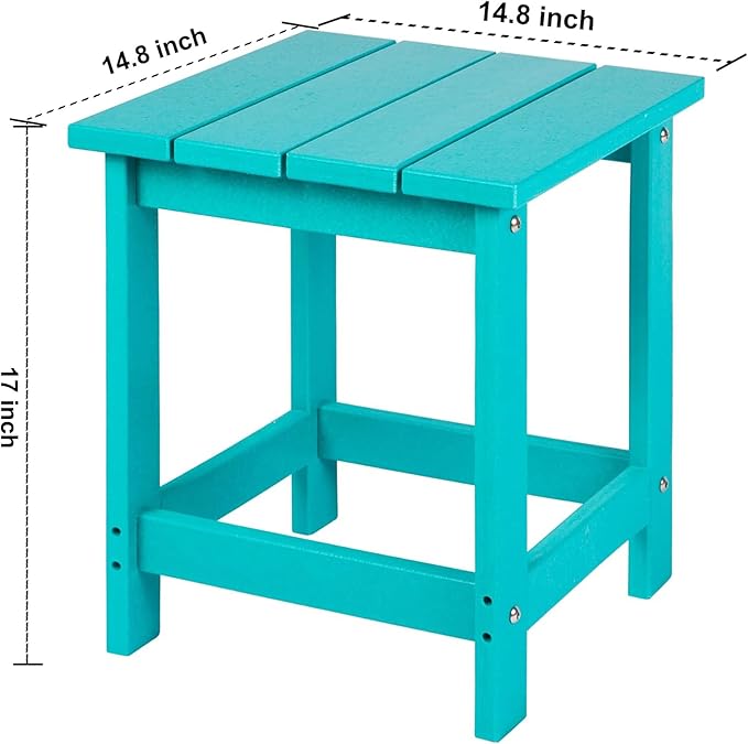 LZRS Adirondack Square Outdoor Side Table for Patio, Pool Composite Patio Table,HDPE End Tables for Backyard,Pool, Indoor Companion, Easy Maintenance & Weather Resistant(Turquoise)