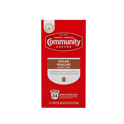 Community Coffee Pecan Praline Flavored 96 Count Coffee Pods, Medium Roast, Compatible with Keurig 2.0 K-Cup Brewers, 24 Count (Pack of 4)