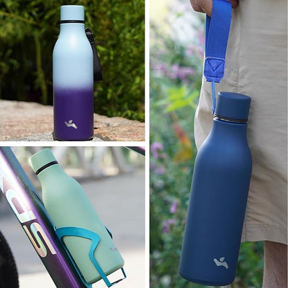 Insulated Water Bottle with Strap,18 oz Double Wall Stainless Steel Vacuum Bottles Metal Water Flask,Candy Blue
