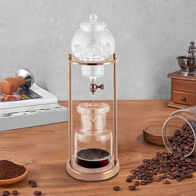 Cold Brew Drip Coffee Maker, 600ml/20.29oz Iced Coffee Brewer Machine Dripper Pot with Measuring Spoon and Stainless Steel Filter for Home Office Coffee Shop