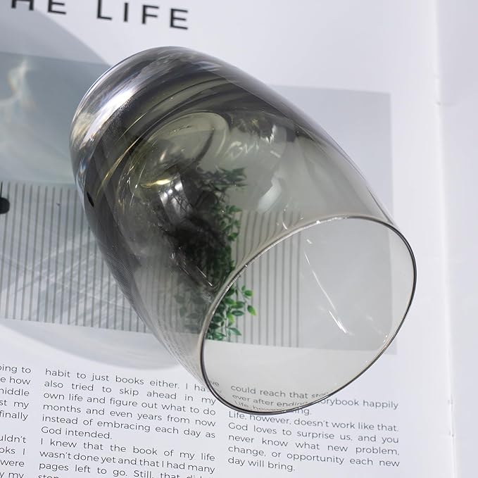 KAMMAK Smoky Gray Whiskey Glasses Set, 12.82 oz (380 ml) Old Fashioned Tumbler with Delicate Rim, Thick Heavy Bottom Glass & Seamless Design for Scotch, Bourbon, Cocktails