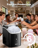 Load image into Gallery viewer, Silonn Nugget Ice Makers Countertop, Chewable Pellet Ice Machine with Self Cleaning Function, Portable Pebble Ice Maker with Ice Scoop for Home Kitchen Office, Black