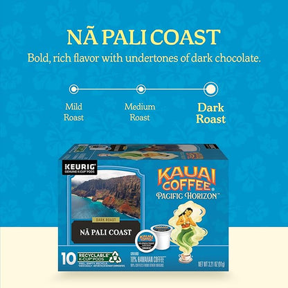 Kauai Coffee Na Pali Dark Roast - Compatible with Keurig K-Cup Brewers, 10 CT (Pack of 6)
