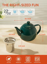 Load image into Gallery viewer, Sweese Teapots for Tea, 27 oz Porcelain Tea pot with Removable Stainless Steel Infuser, Tea Pots for Loose Tea - Dark Green