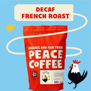 Peace Coffee Decaf French Roast | 5 lb Whole Bean Dark Roast | Organic Fair Trade | Rich, Bold Flavor | Shade Grown, Fresh Roasted