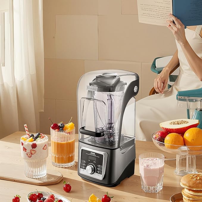 VEVOR Professional Blender for Smoothies, 118 oz 1400W, with Powerful Motor, Multi-Functional Food Processing Blender with Noise Cover for Smoothie/Milkshake/Juice, Fits for Kitchen