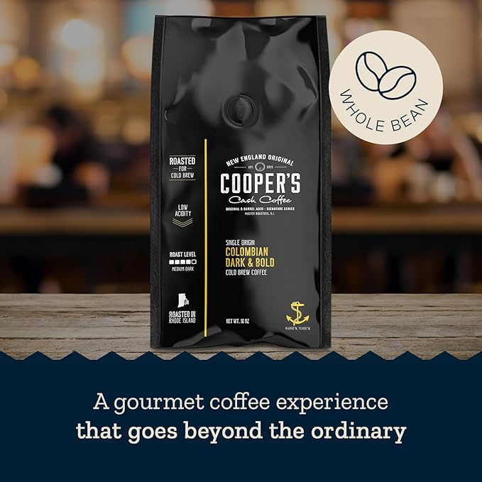 Colombian Dark Roast, Single Origin, Gourmet Organic Cold Brew Coffee Beans, Smooth Taste of Cocoa with Light Fruited Flavors, Whole Bean, 5 lb Coffee Bag