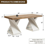 Load image into Gallery viewer, OKD Modern Coffee Table, 48" Twisted Center Table with Wood Thickened Pedestal, Rectangular Rustic Living Room Table, Farmhouse Storage Low Cocktail Tea Table, Antique White