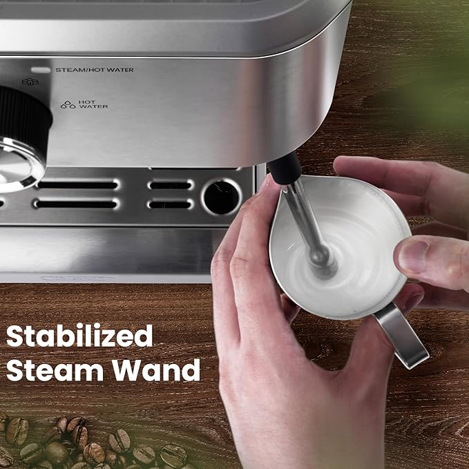 Gevi 58mm Commercial Grade Espresso Machine with PID Temp Control, Adjustable Shot/Temp, Powerful Steam Wand & Barista Kit - Ideal for Home & Café (EzBru 1000)