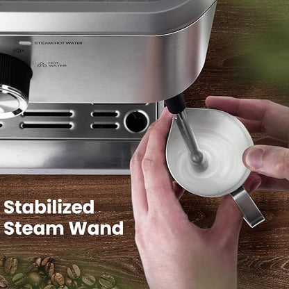 Gevi 58mm Commercial Grade Espresso Machine with PID Temp Control, Adjustable Shot/Temp, Powerful Steam Wand & Barista Kit - Ideal for Home & Café (EzBru 1000)