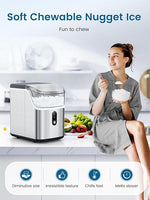 Load image into Gallery viewer, COWSAR Nugget Ice Makers Countertop Soft Chewable Pellet Ice Machine with Auto-Cleaning Function, 35Lbs/24H, Portable Ice Makers for Kitchen, Office, Home,Silver